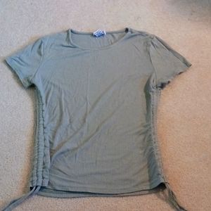 Olive green ruched side tee size:M